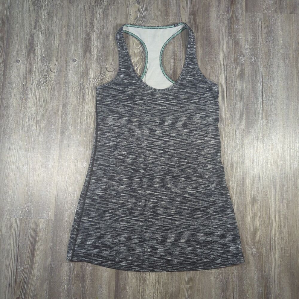 Lululemon Cool Racerback Women 8 Medium Black White Stretch Lightweight **READ